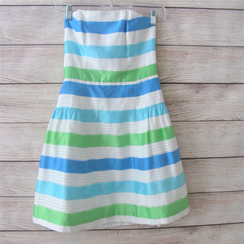 Lilly Pulitzer Jordan Corded Silk Organza Stripe Strapless Dress - Picture 3 of 8